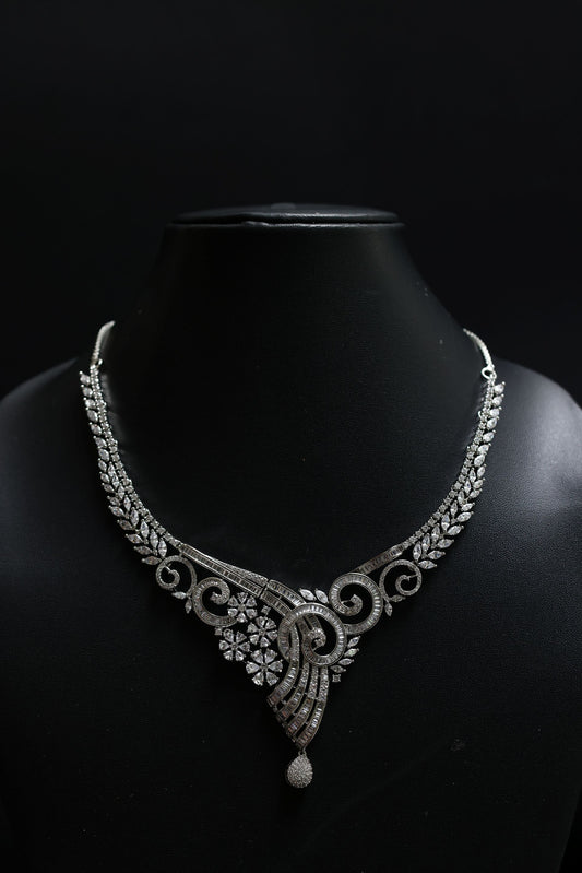 Stunning Bridal Floral - V shaped Neclace Set