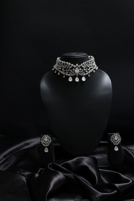 Floral Motif Diamond Choker Necklace - Inspired by Radhika Merchant