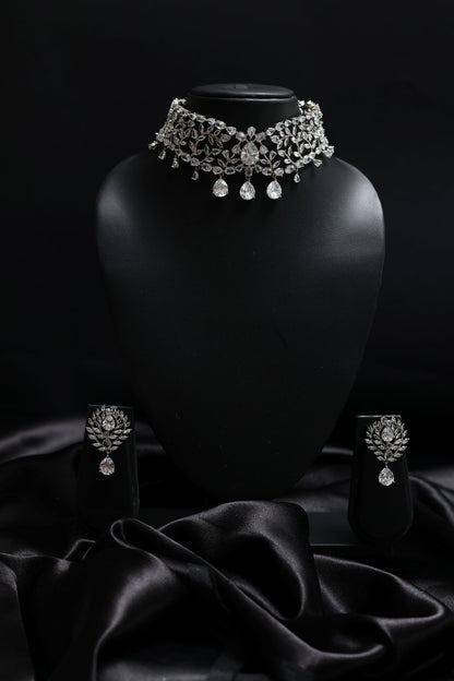 Floral Motif Diamond Choker Necklace - Inspired by Radhika Merchant