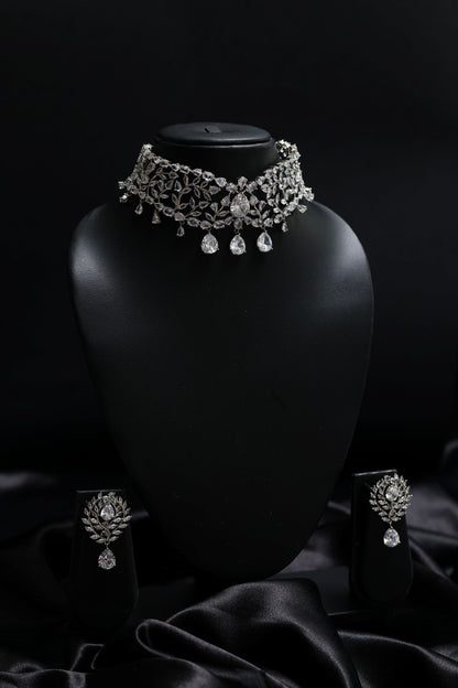 Floral Motif Diamond Choker Necklace - Inspired by Radhika Merchant