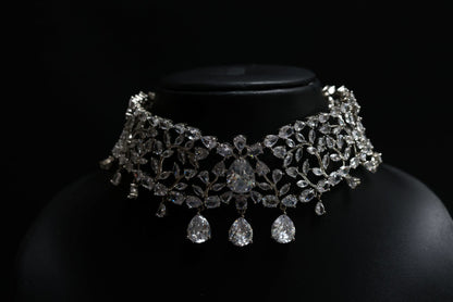 Floral Motif Diamond Choker Necklace - Inspired by Radhika Merchant