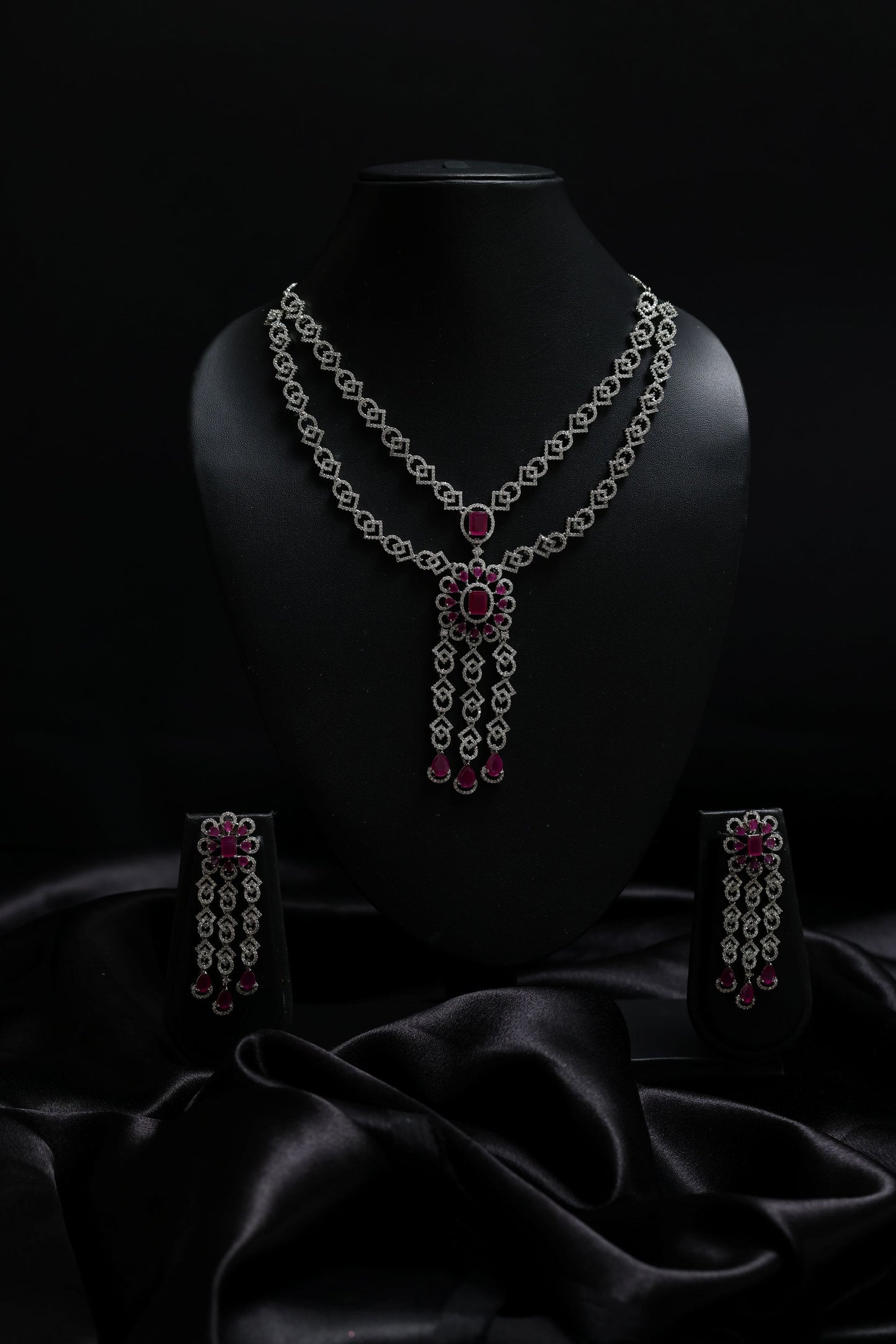 rajwadi diamond & ruby necklace set