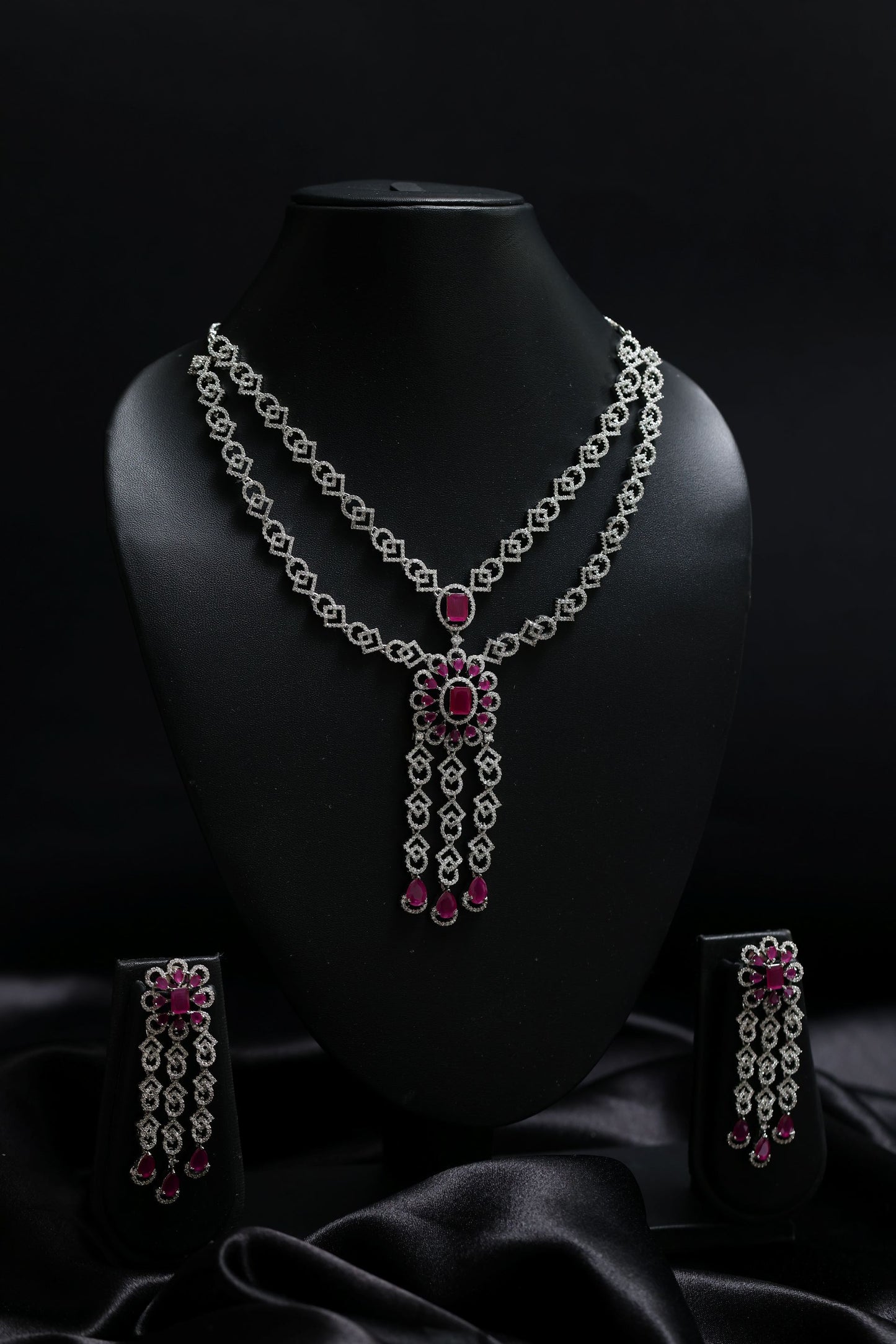 rajwadi diamond & ruby necklace set