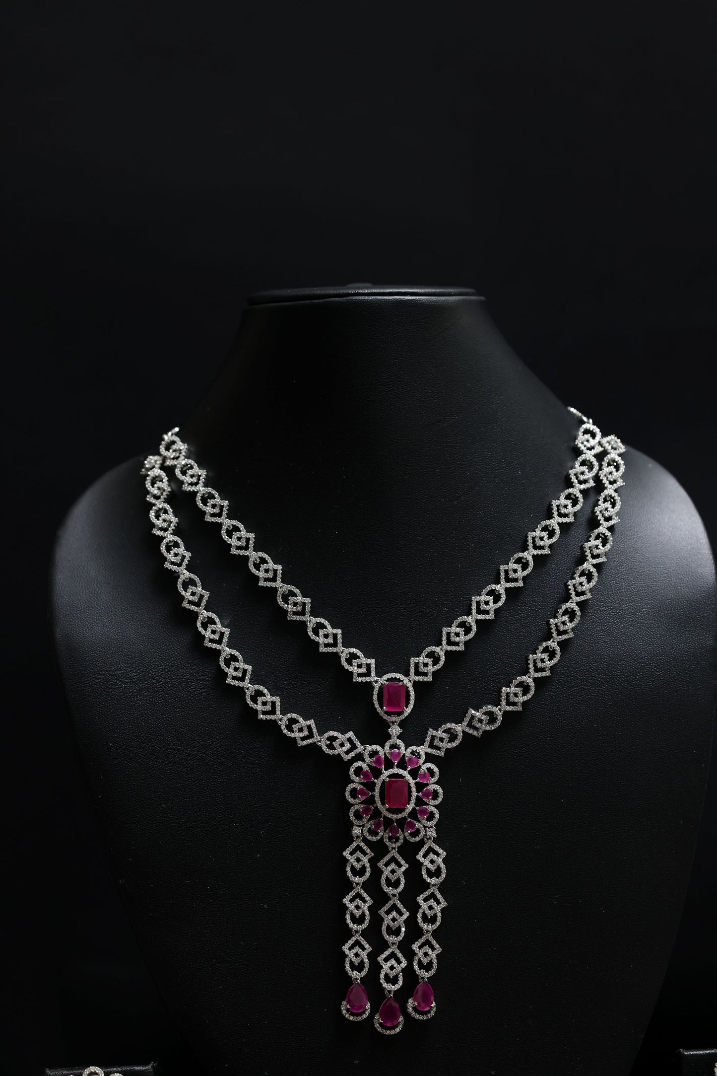 rajwadi diamond & ruby necklace set