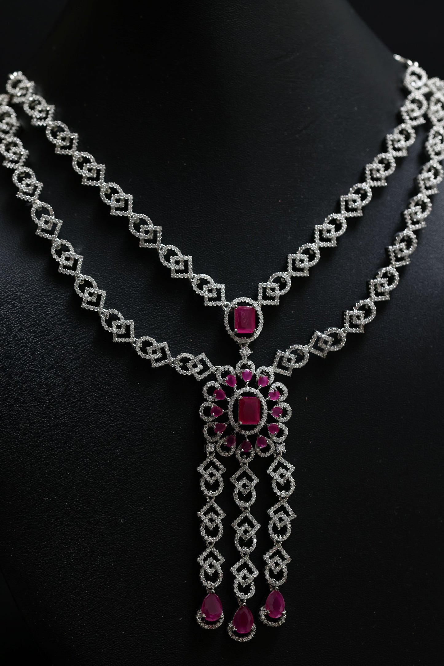 rajwadi diamond & ruby necklace set