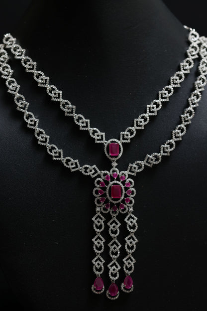 Rajwadi Diamond & Ruby Necklace Set