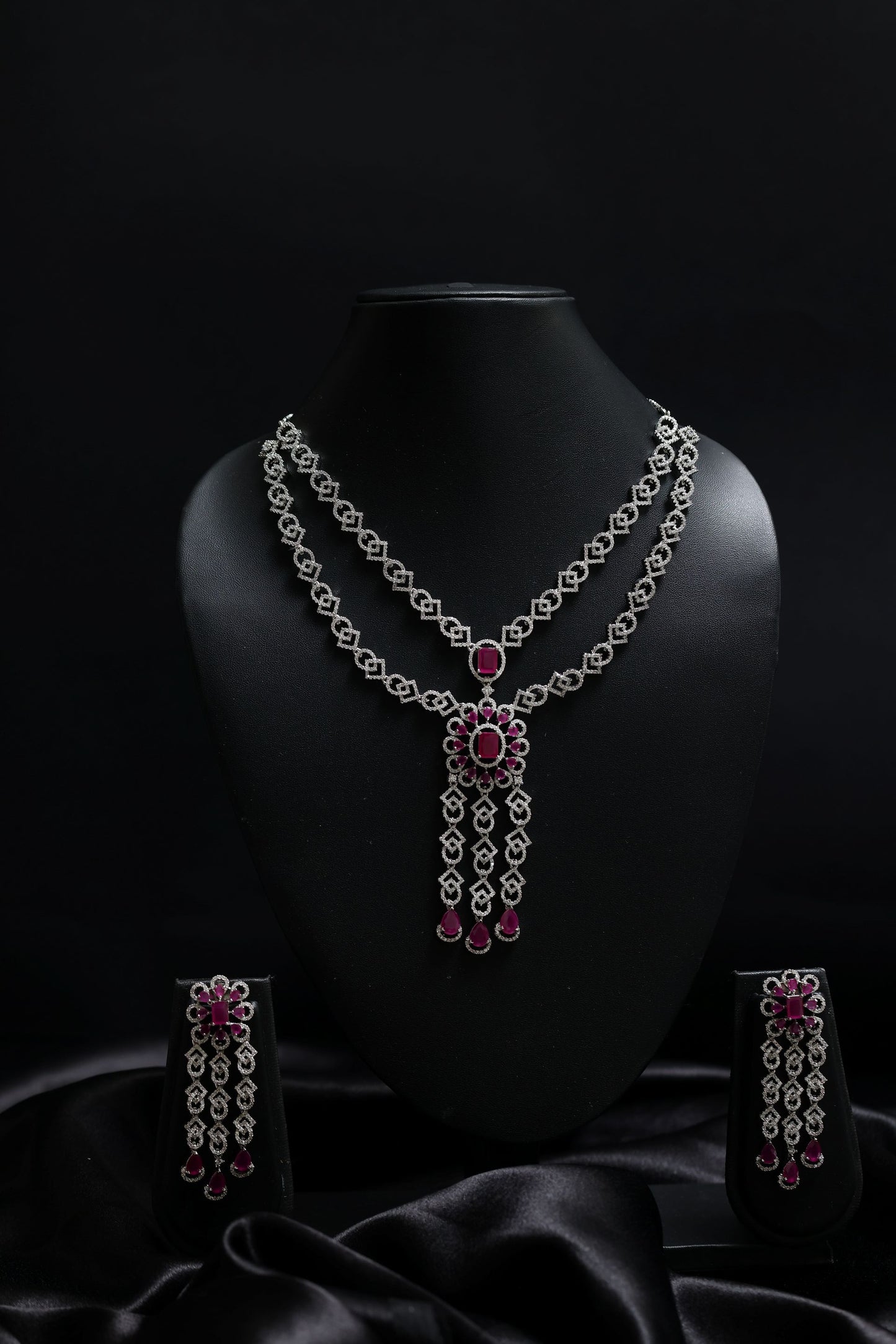 rajwadi diamond & ruby necklace set