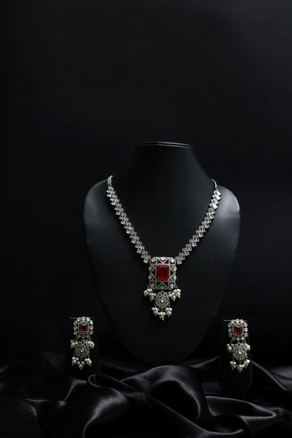 Antique Ruby Doublet With Fine Finished Pearls & Diamonds Set
