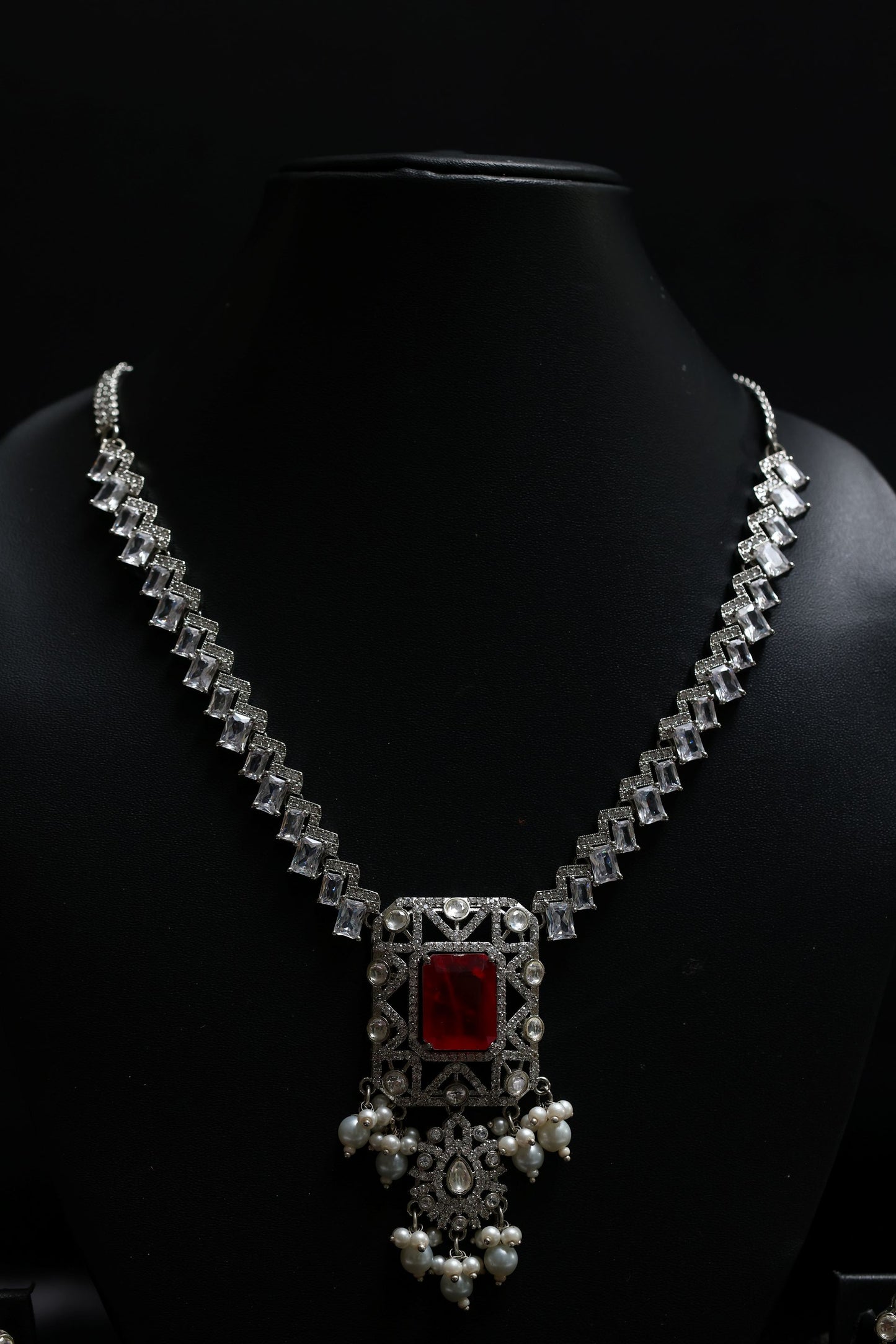 antique ruby doublet with fine finished pearls & diamonds set