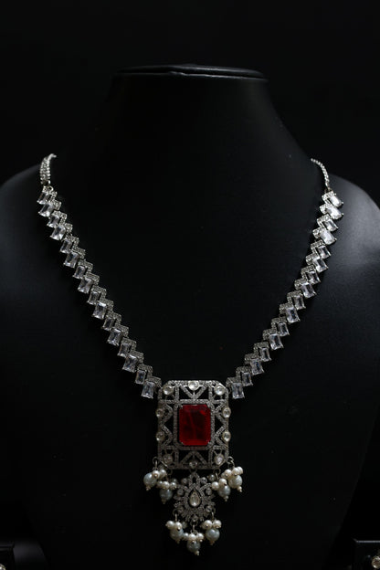 Antique Ruby Doublet With Fine Finished Pearls & Diamonds Set