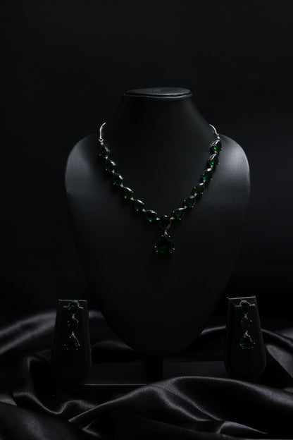Leaf Premium Emerald Statement Necklace Set