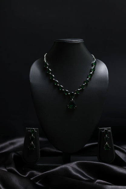 Leaf Premium Emerald Statement Necklace Set