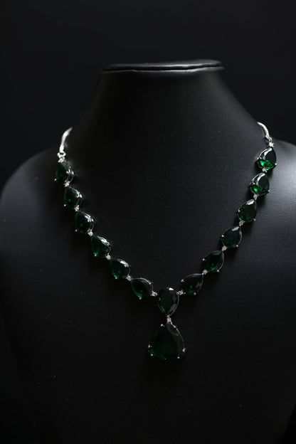 Leaf Premium Emerald Statement Necklace Set
