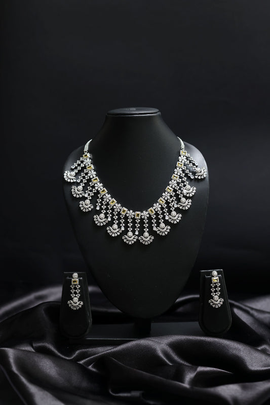 Premium Yellow Sapphire & Diamond Necklace Set