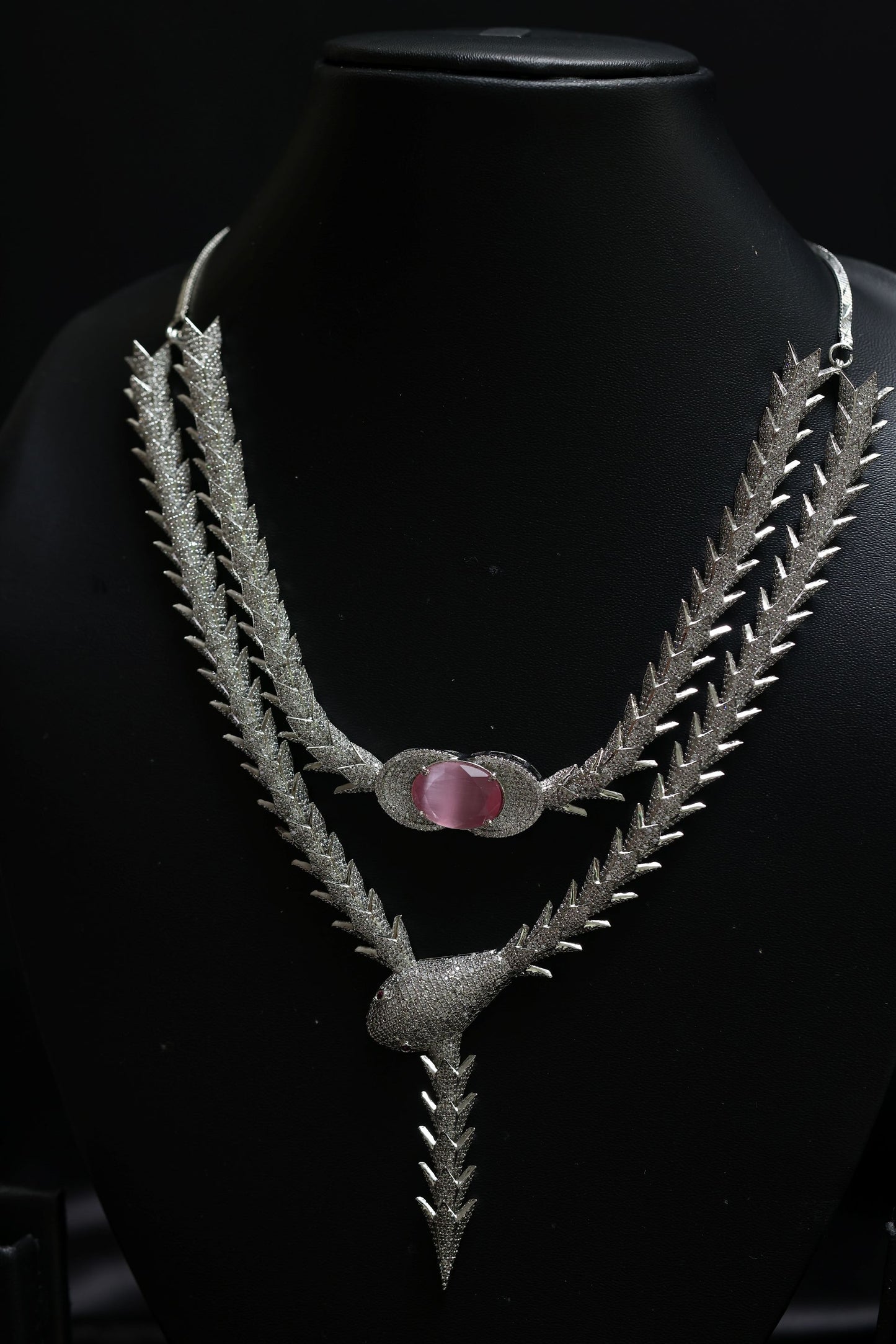 coiled glamourous pink ascent with stunning diamond necklace set