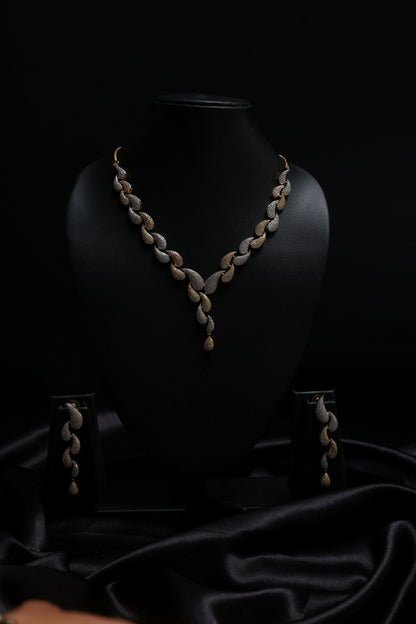 Windy Leafs Gold & Rhodium Necklace Set