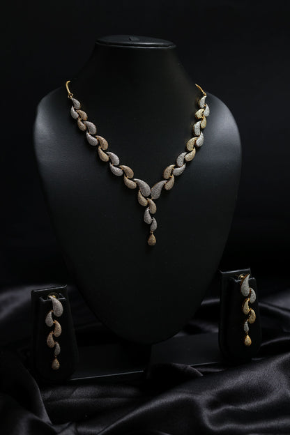 Windy Leafs Gold & Rhodium Necklace Set