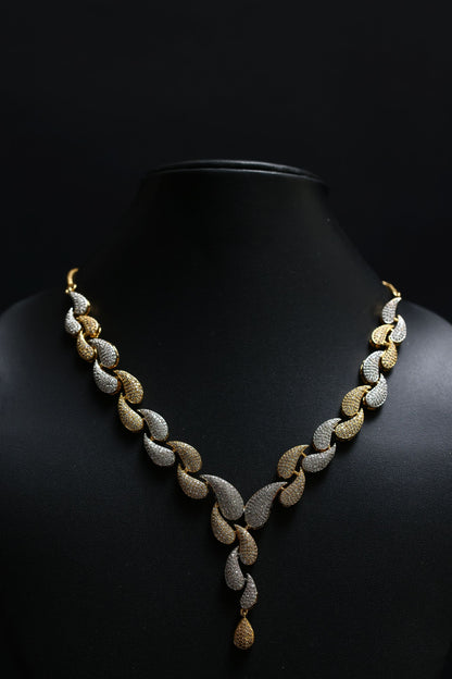 Windy Leafs Gold & Rhodium Necklace Set