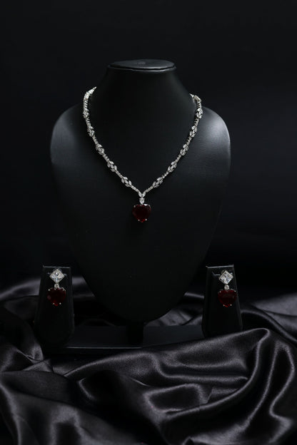 Princess Cut Ruby & Diamond Necklace Set