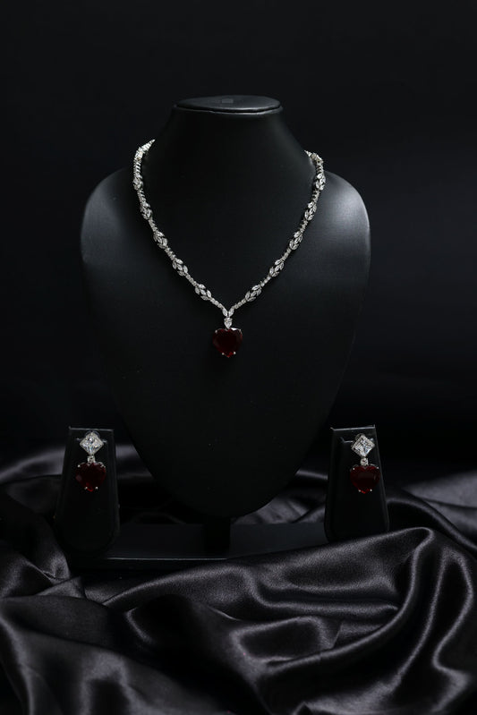 Princess Cut Ruby & Diamond Necklace Set