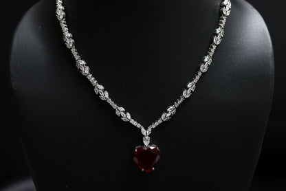 Princess Cut Ruby & Diamond Necklace Set