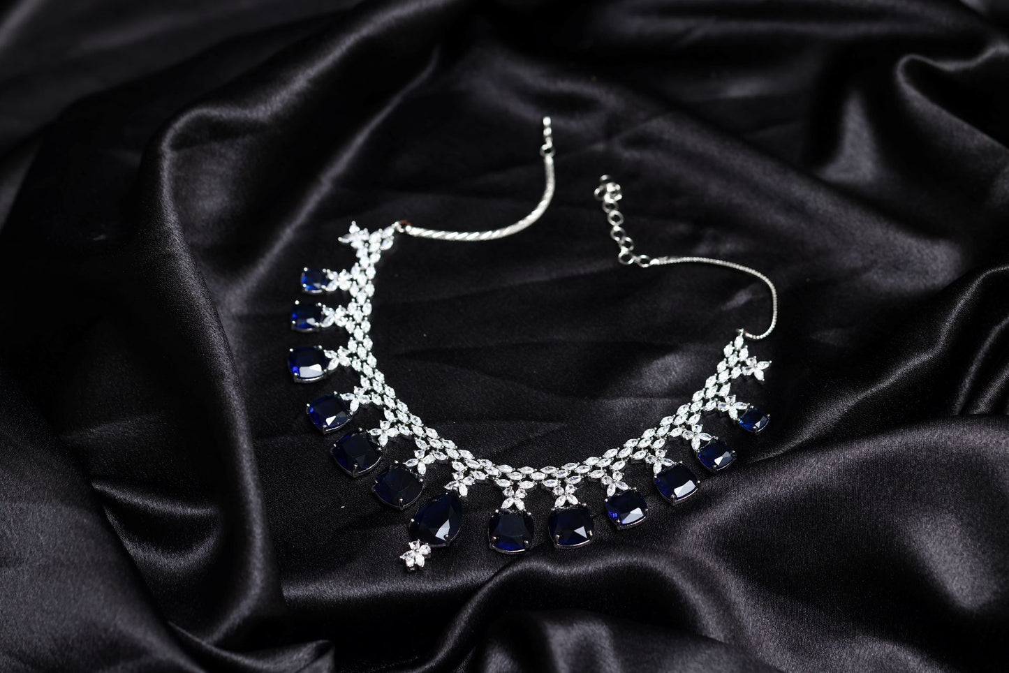 gala stunning blue sapphire diamond necklace set