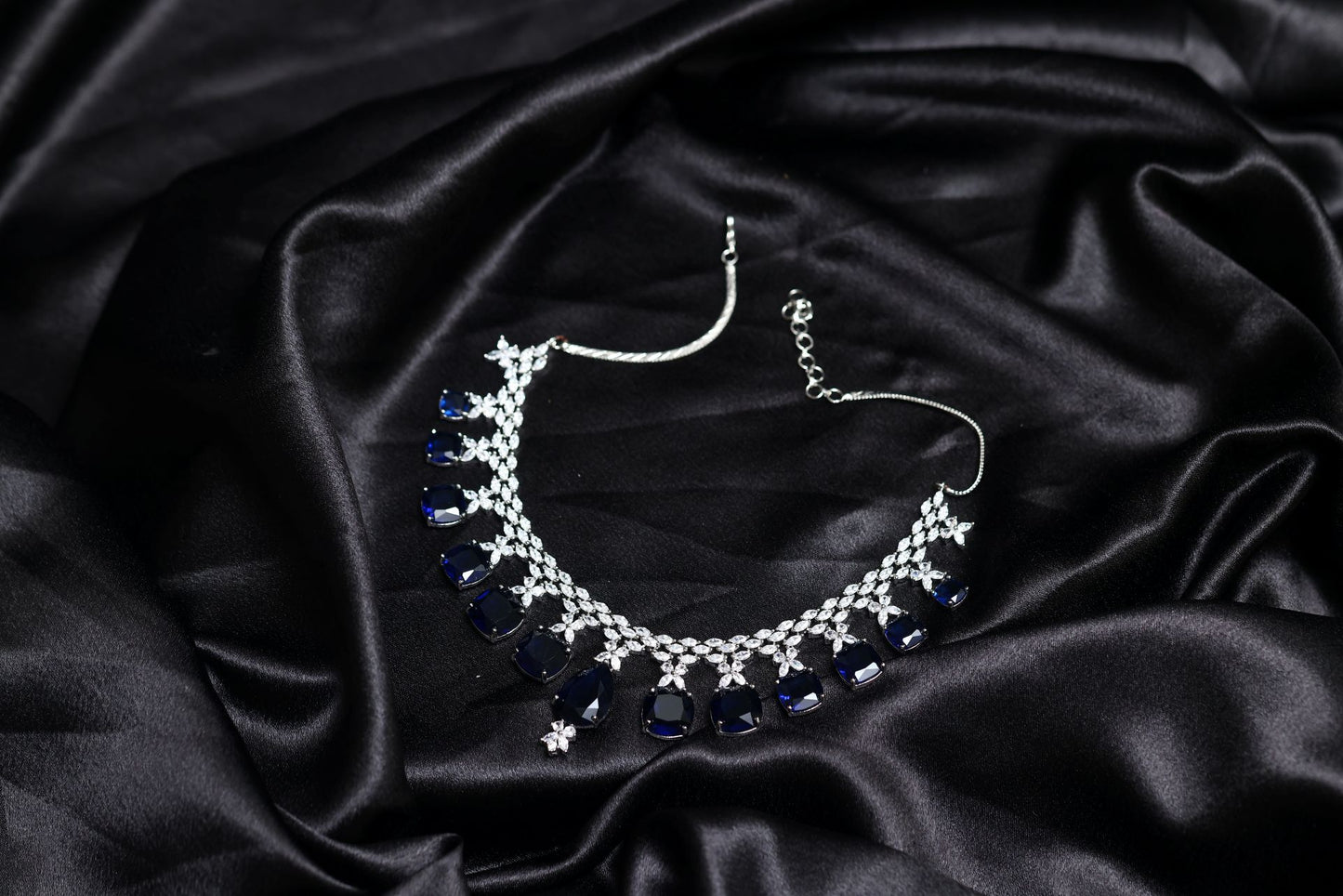 gala stunning blue sapphire diamond necklace set