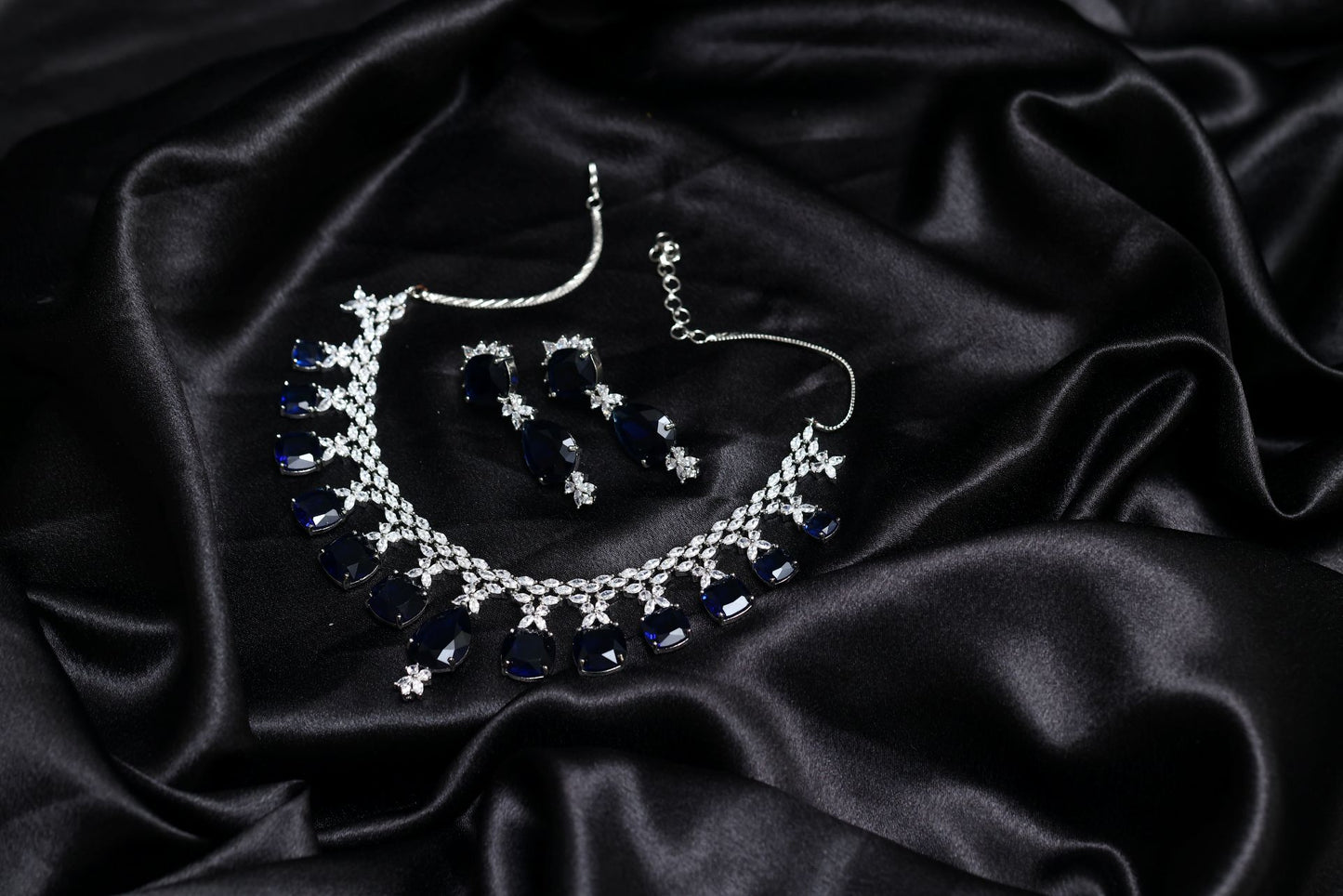 gala stunning blue sapphire diamond necklace set