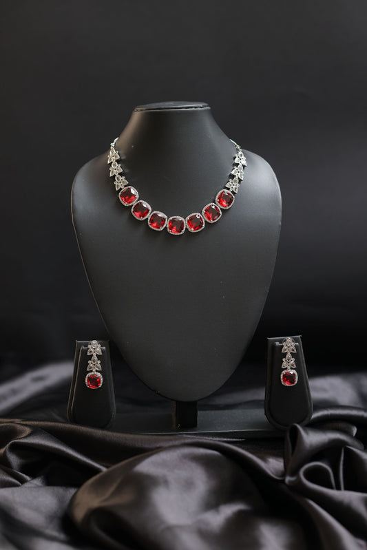 Marquise Ruby Diamond Necklace Set