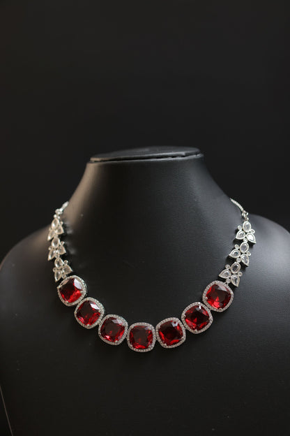 Marquise Ruby Diamond Necklace Set