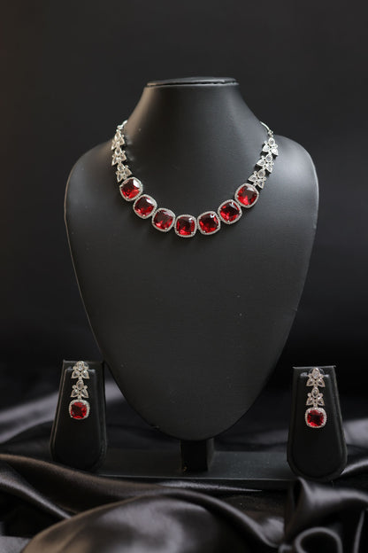 Marquise Ruby Diamond Necklace Set