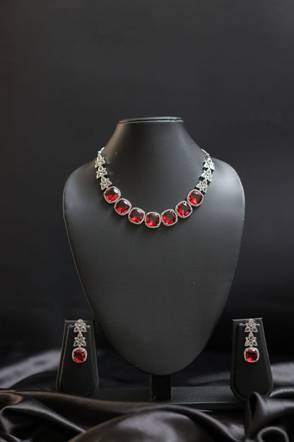 Marquise Ruby Diamond Necklace Set