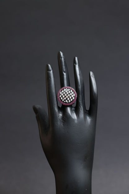 Magenta Glow Diamond Dome Statement Ring