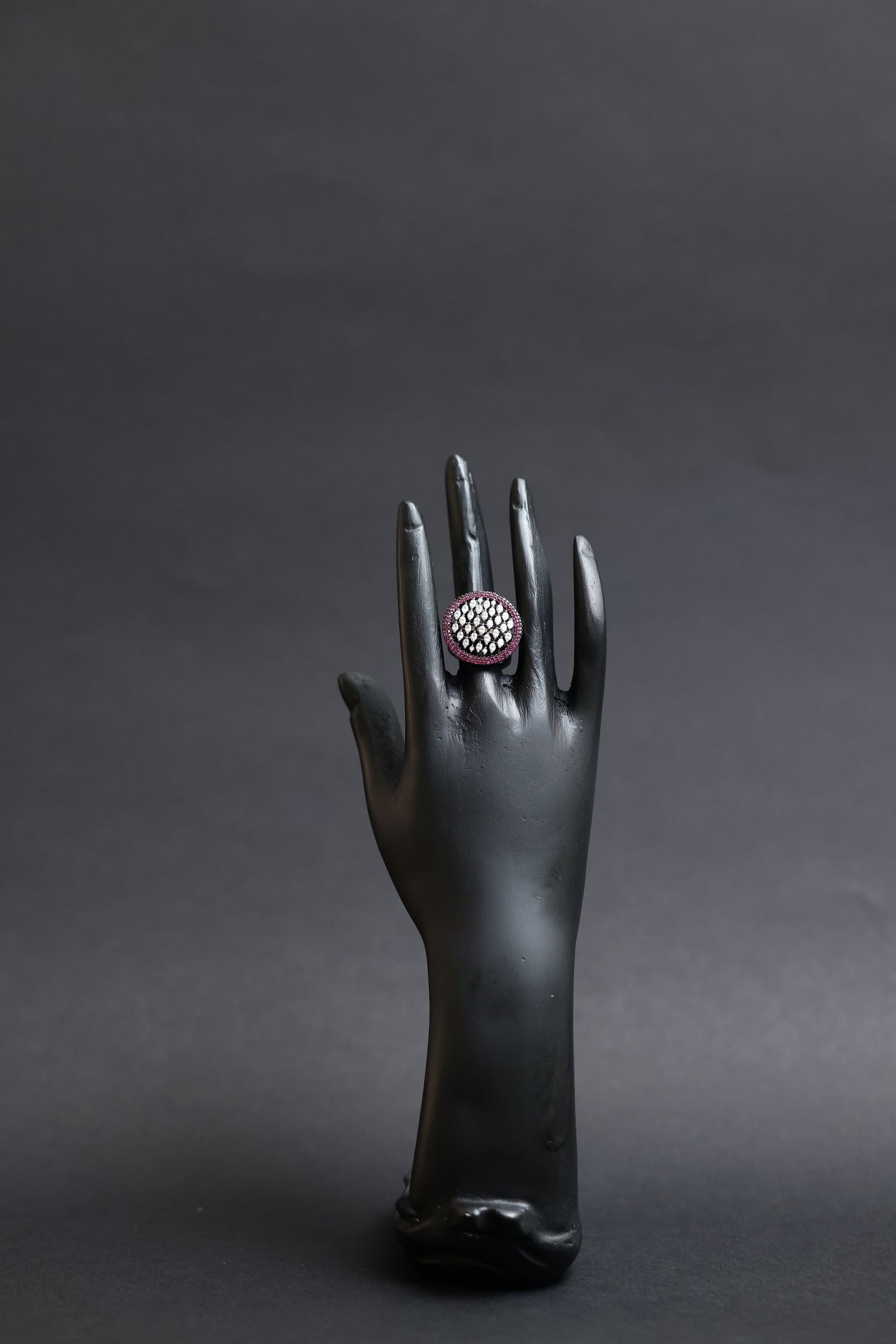 magenta glow diamond dome statement ring