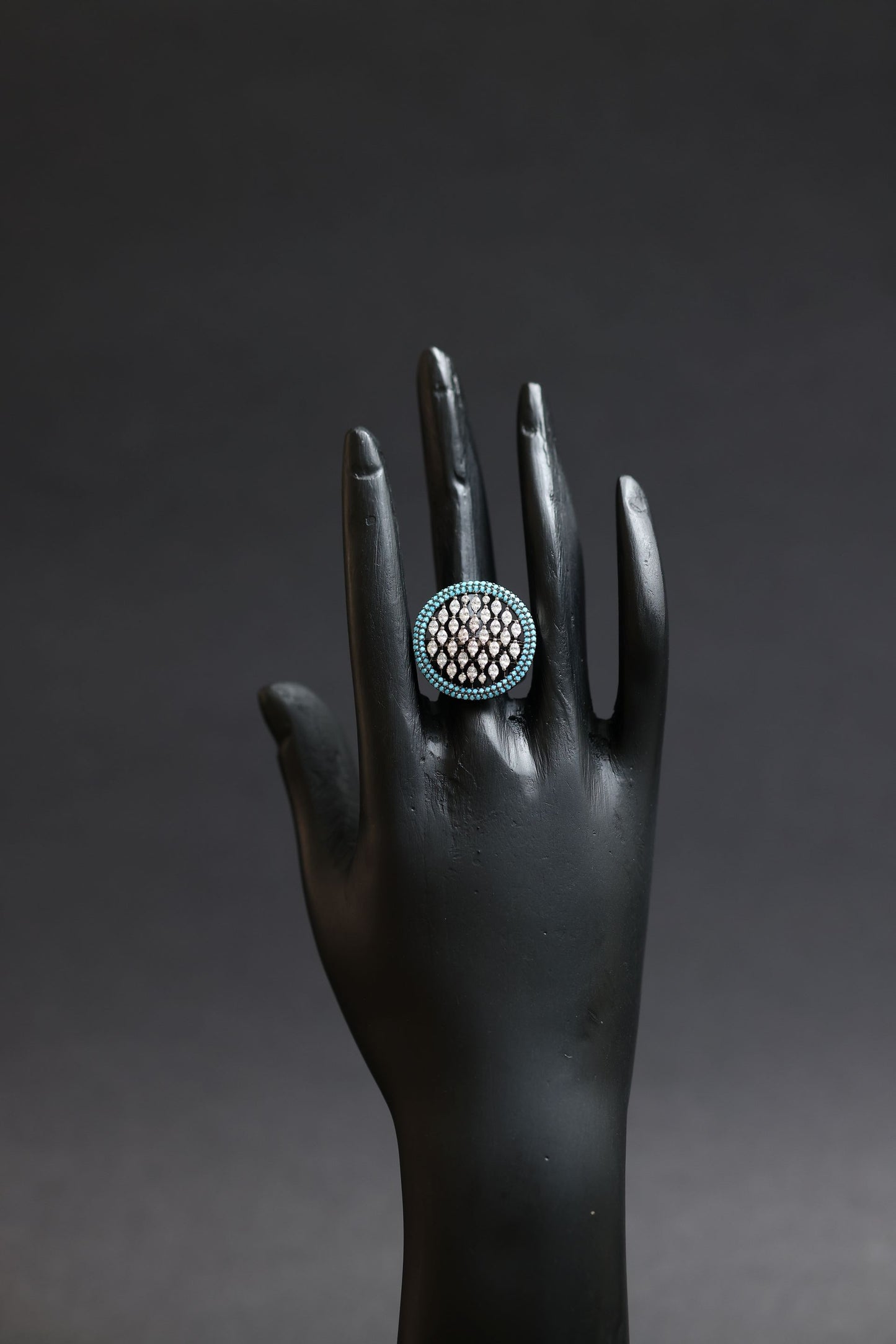 turquoise mist diamond dome statement ring