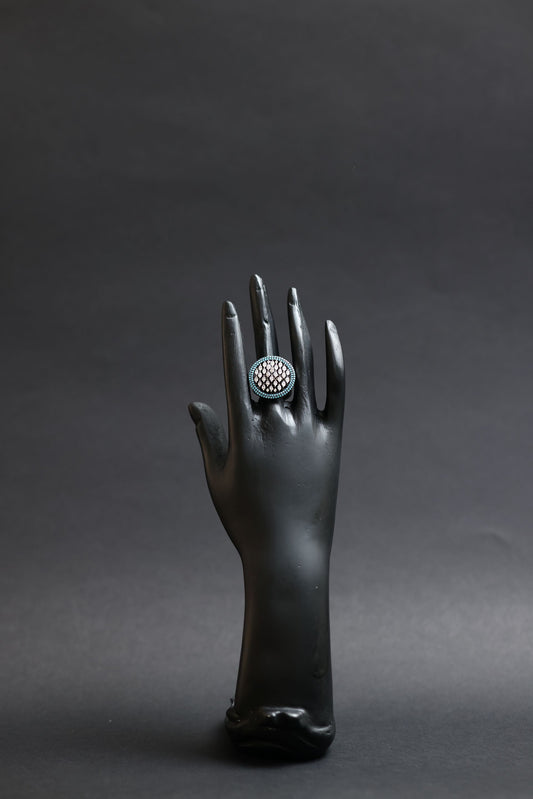 Turquoise Mist Diamond Dome Statement Ring