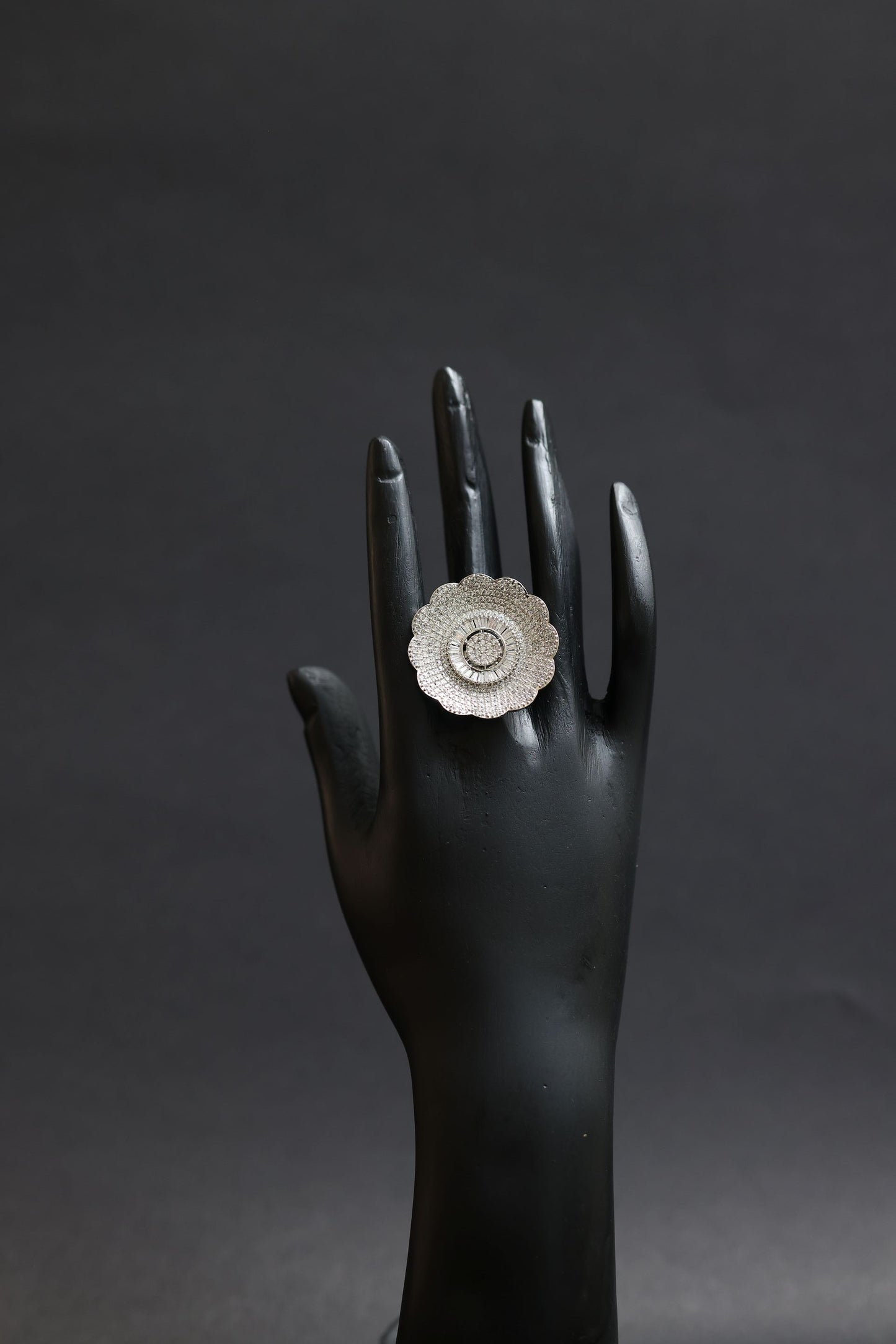 floral frost radiance diamond statement ring