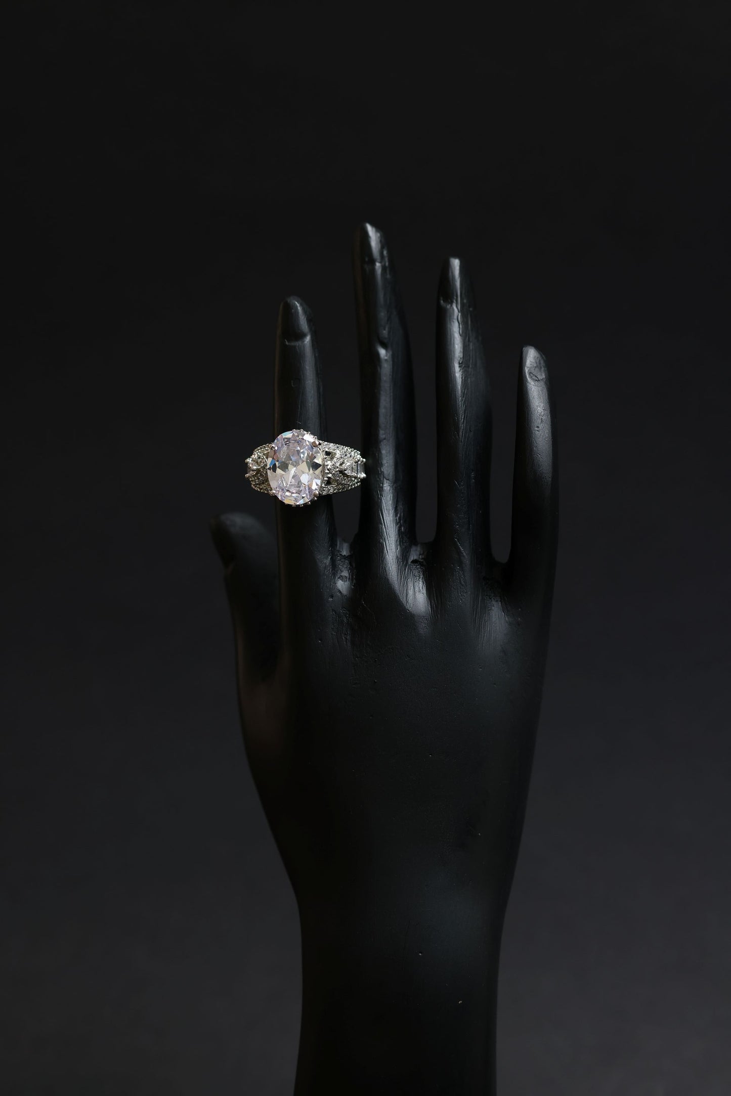 aurora oval crystal cluster luxe ring