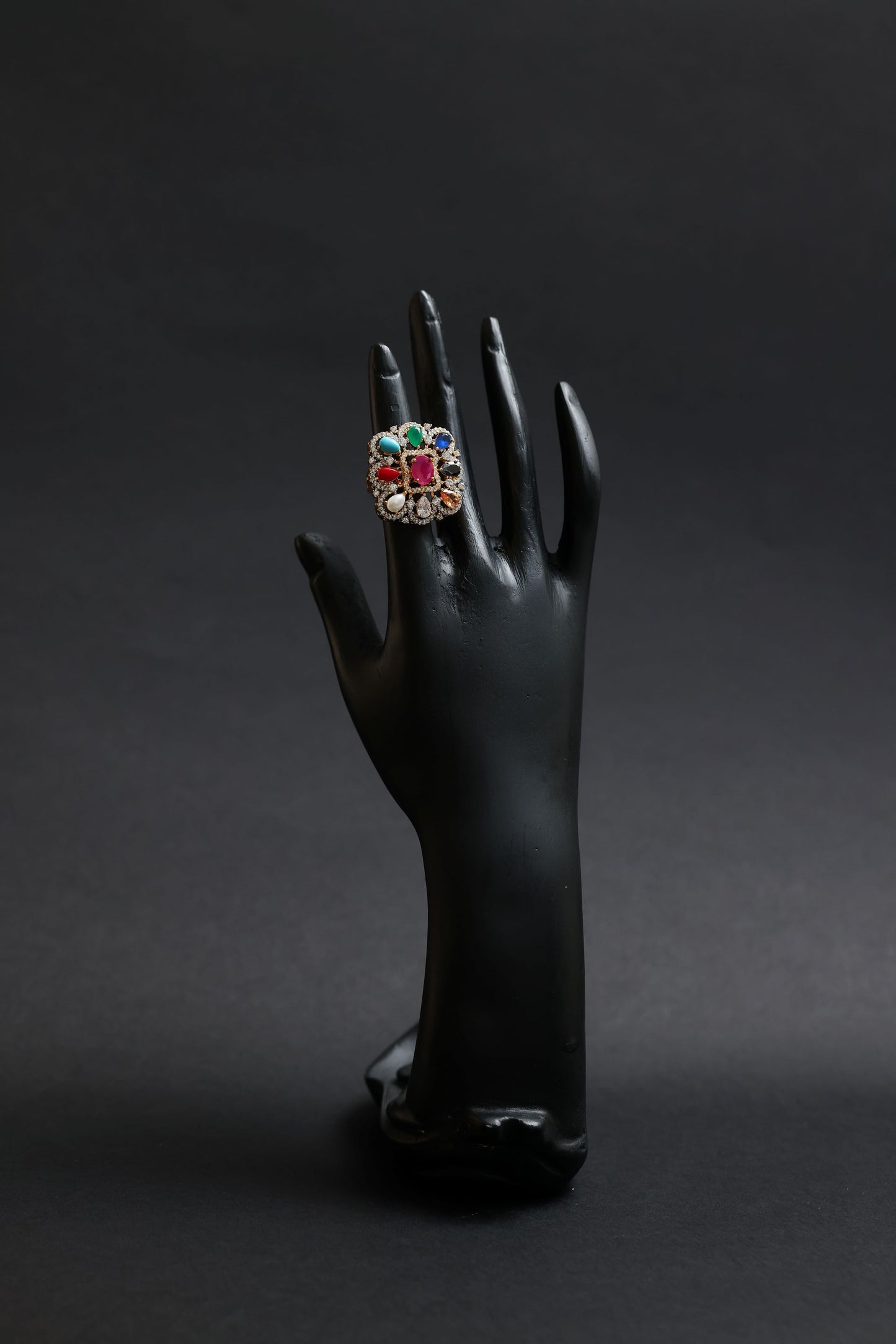 navratna royale heritage polki statement ring