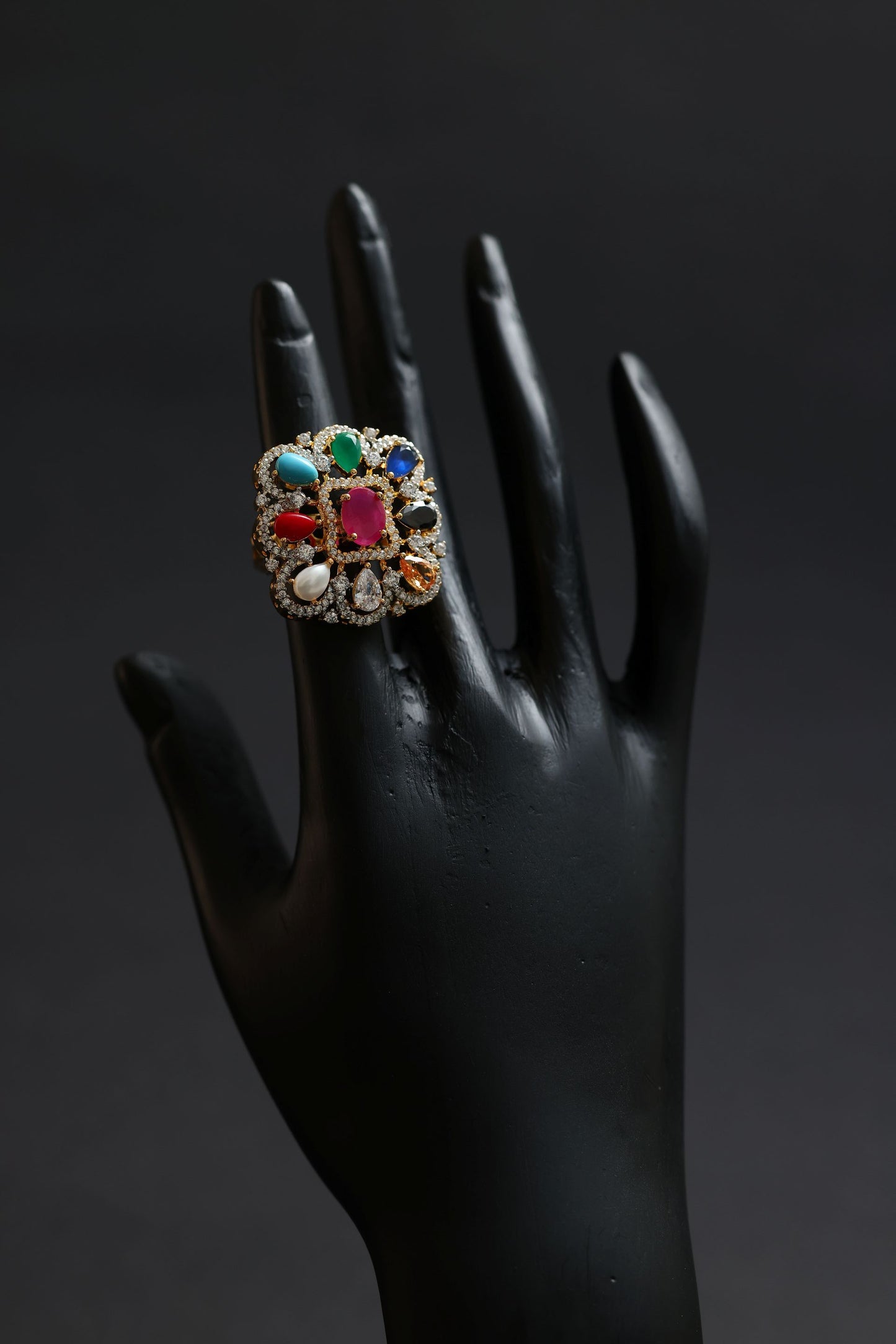 navratna royale heritage polki statement ring