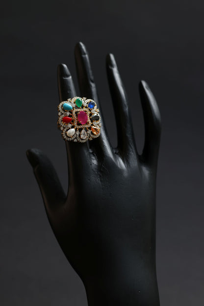 Navratna Royale Heritage Polki Statement Ring