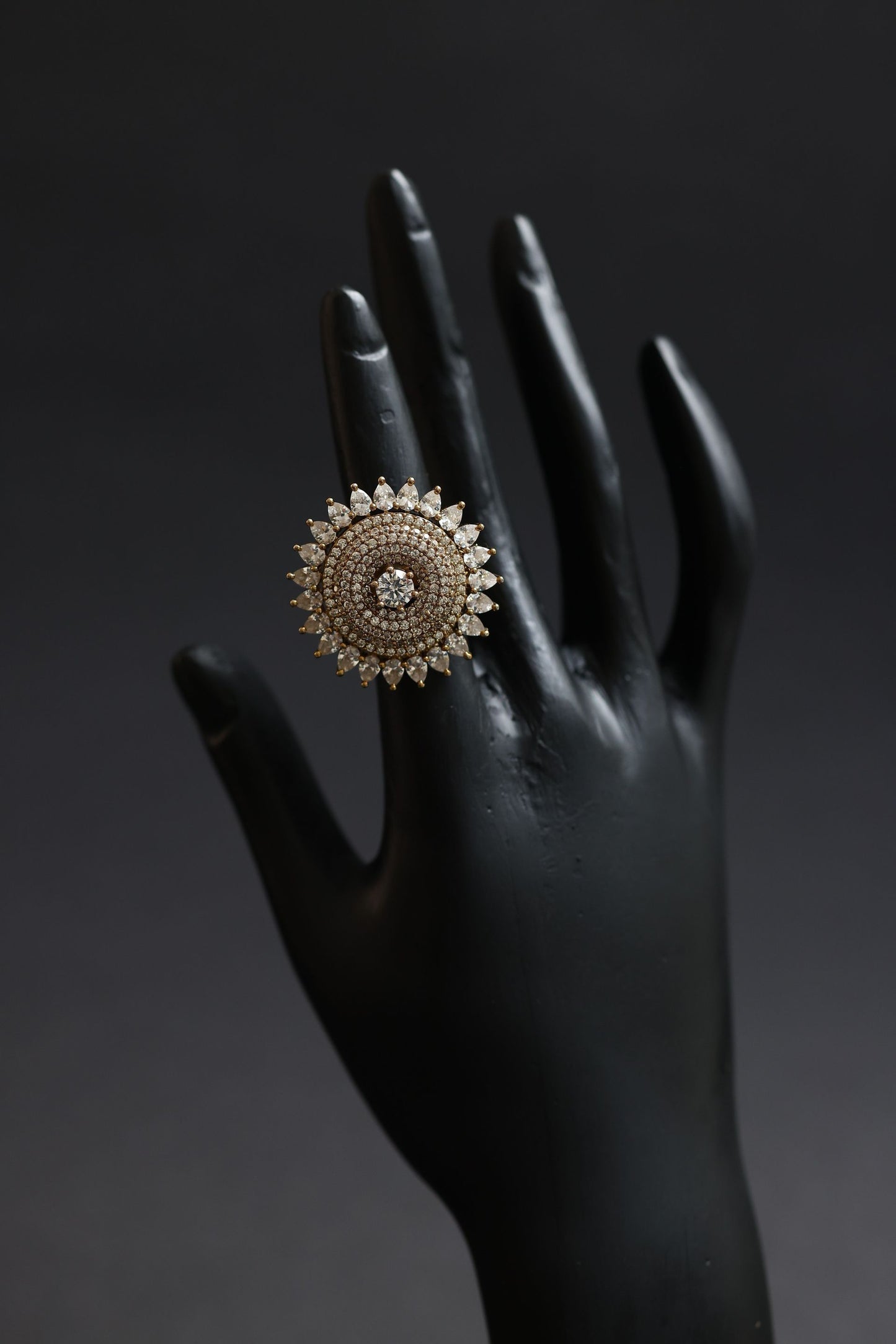 aurora sunburst diamond royale statement ring