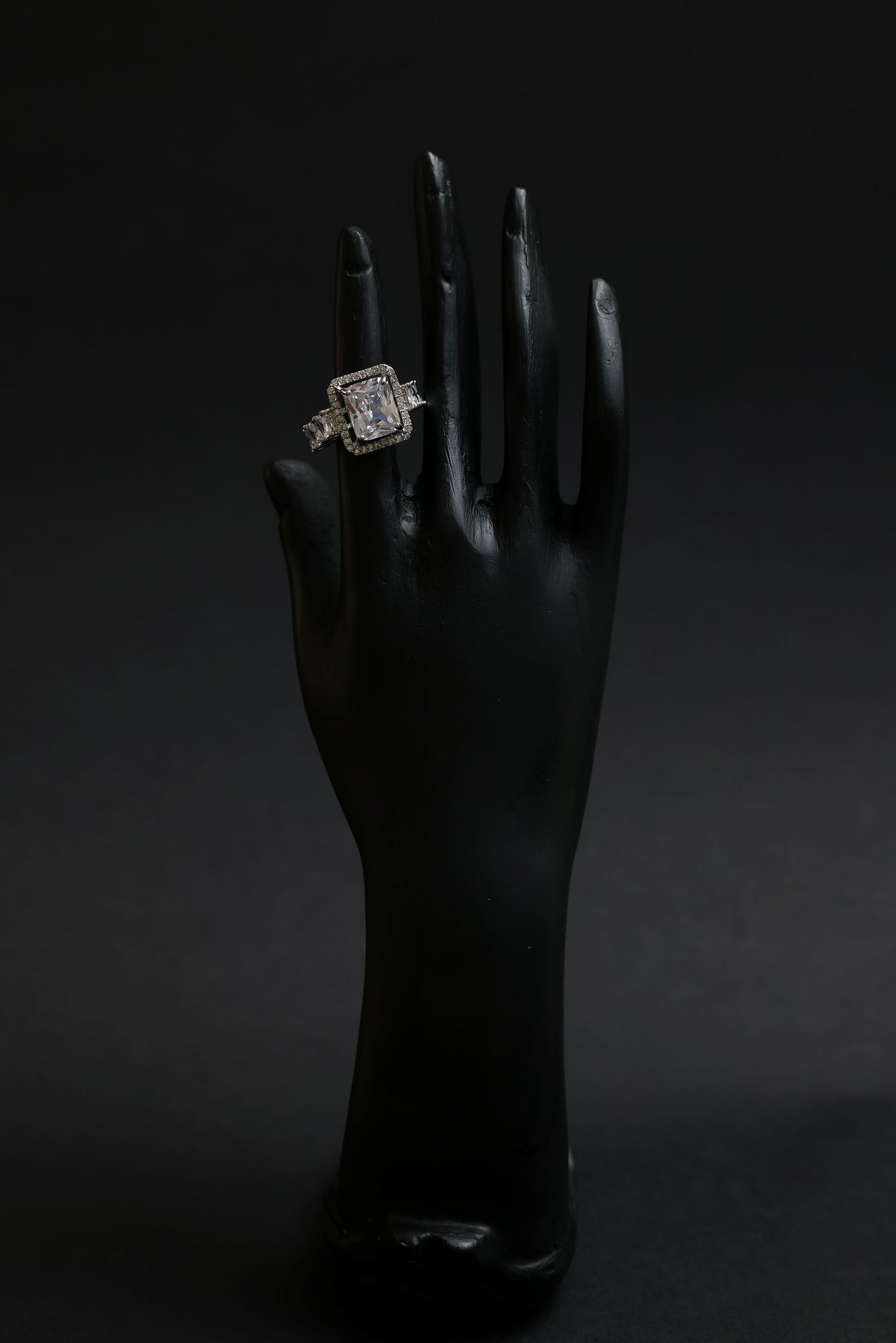 crystal prism square-cut solitaire luxe ring