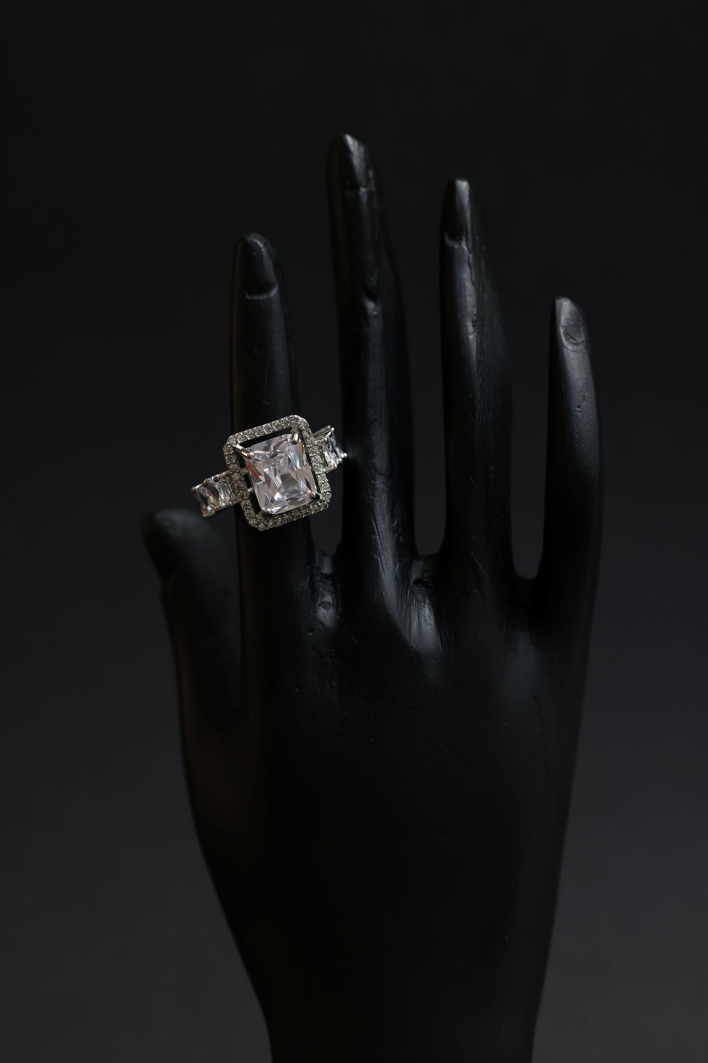 crystal prism square-cut solitaire luxe ring