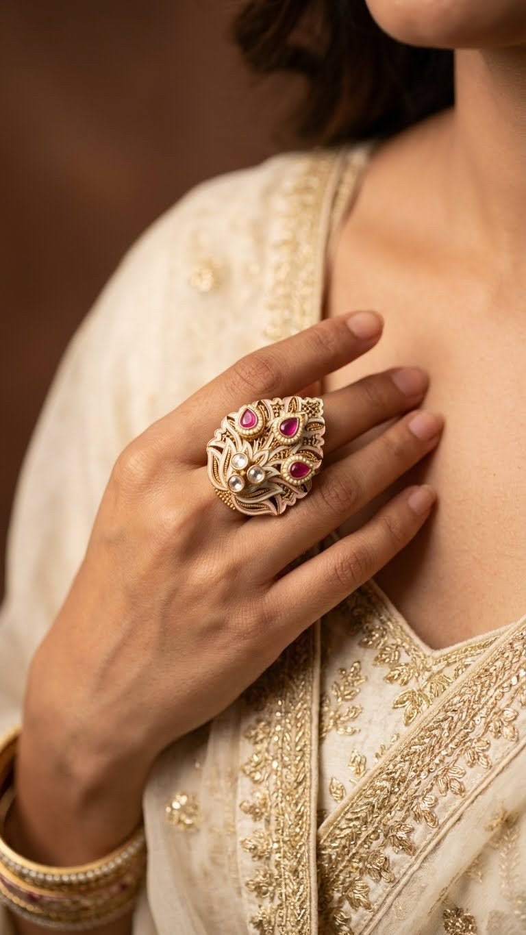 peacock bloom heritage statement ring