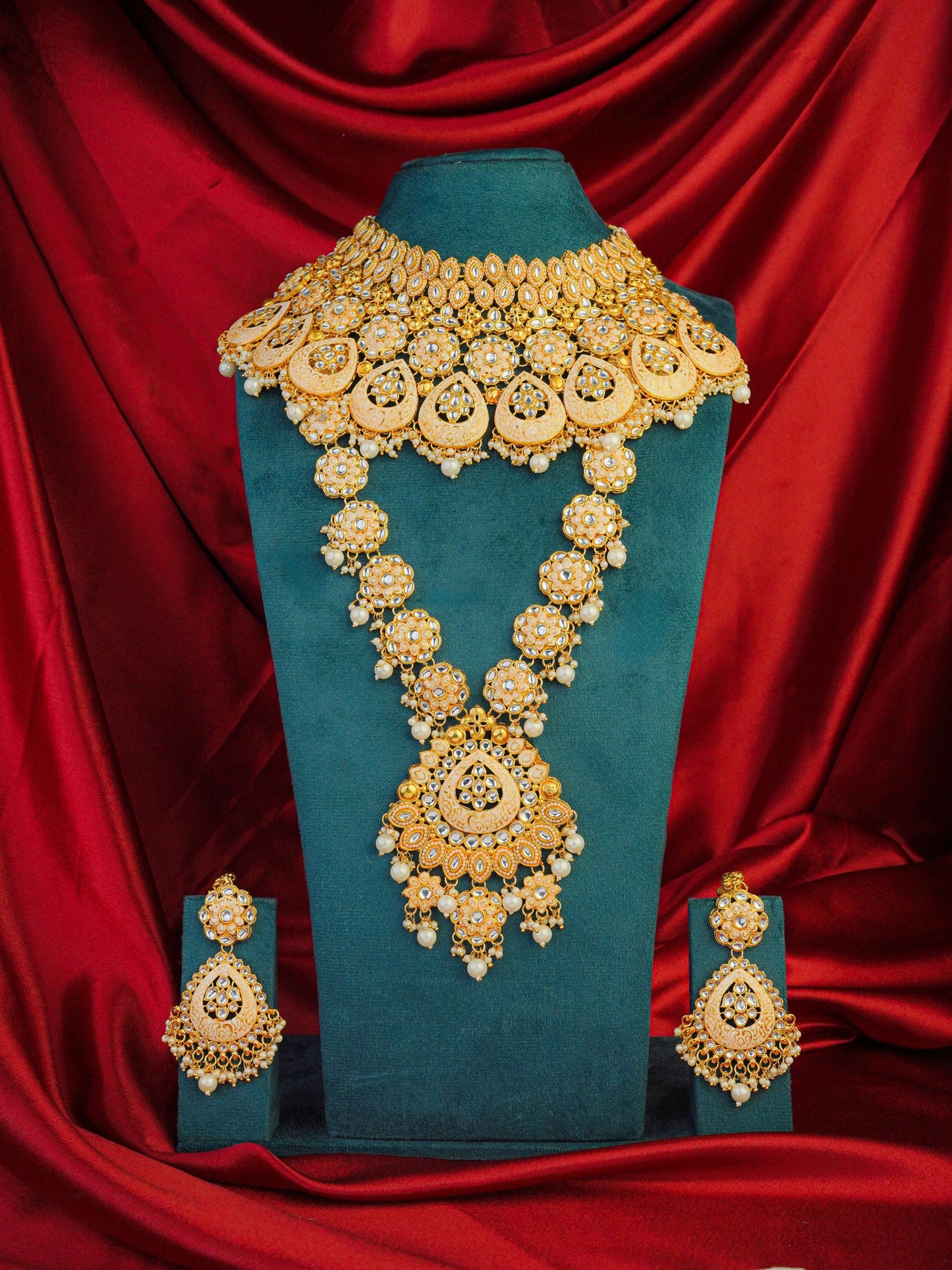 rajwada suvarna kundan bridal haar set