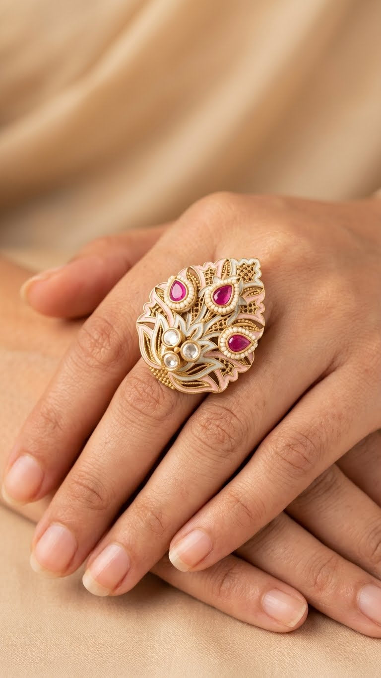 peacock bloom heritage statement ring