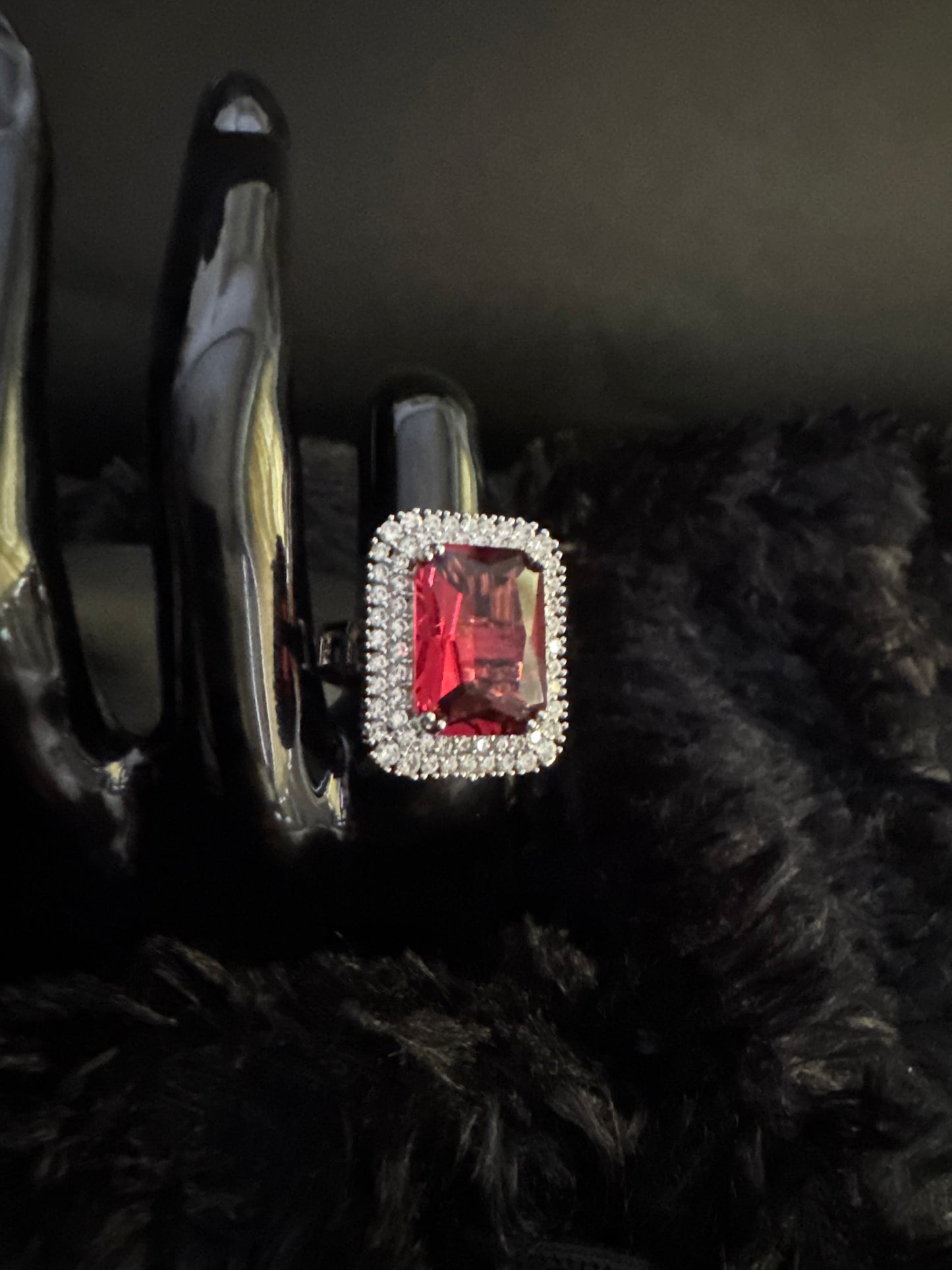 ruby red halo ring