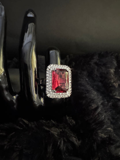 Ruby Red Halo Ring