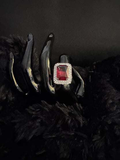 Ruby Red Halo Ring